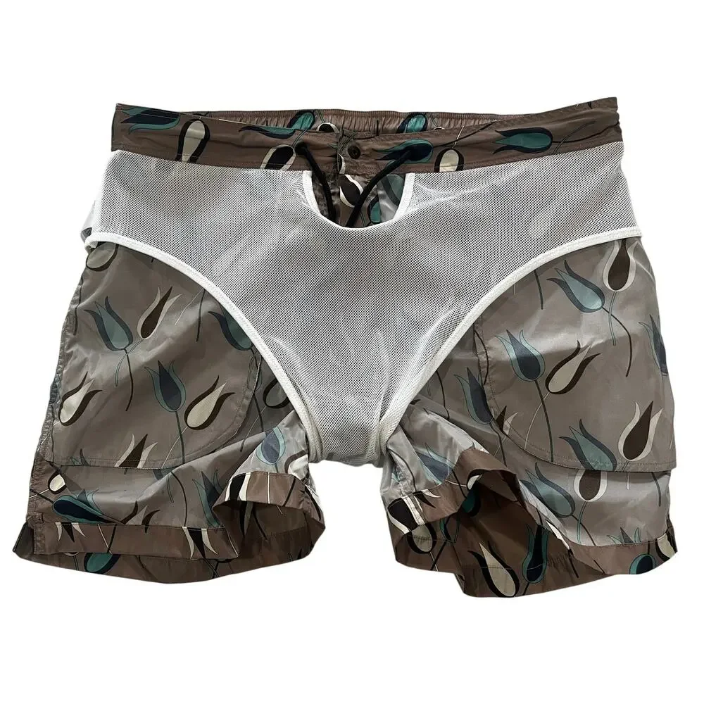 15-74 VALENTINO Men's Tulip Swim Trunks Board Shorts Brown IT44/US34/XS